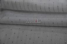 70 Grams Silver Zari Jacquard Small Butta on Dyeable Oure Cotton Voile Fabric 44inch